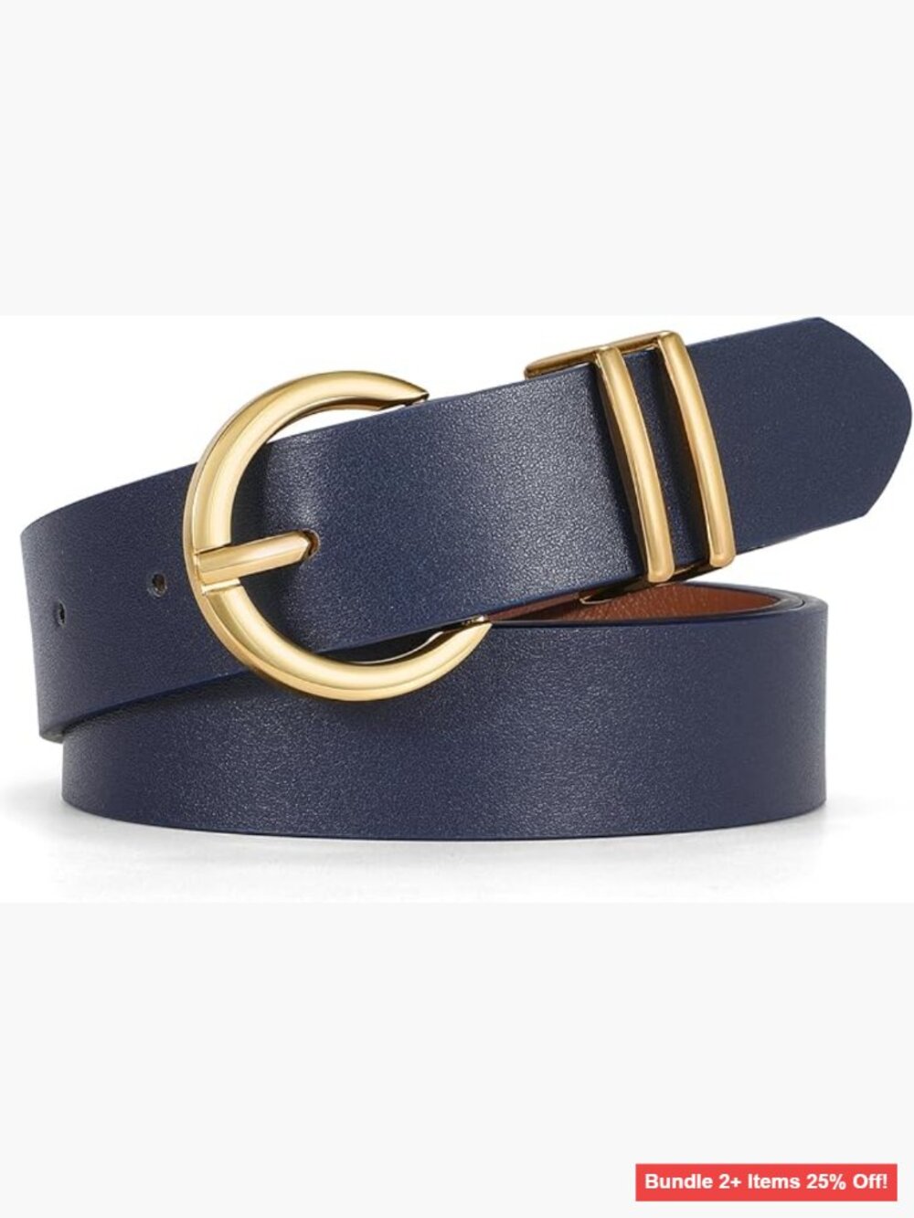 Adjustable Faux Leather Belt with Gold Buckle for Women Size S-XL